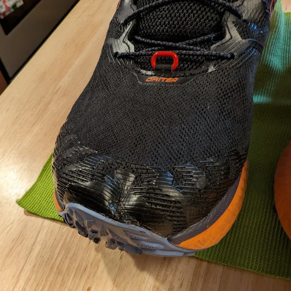 ASICS Trabuco MAX men's size 9 black shocking orange trail running shoes - Picture 3 of 11